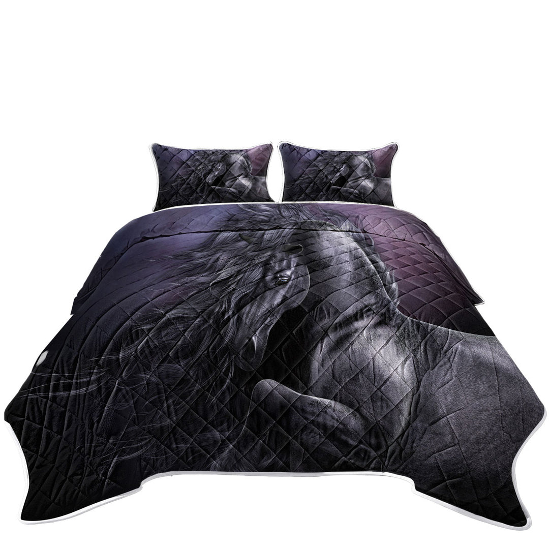 Black Horse Art Out of The Night Twin Quilt