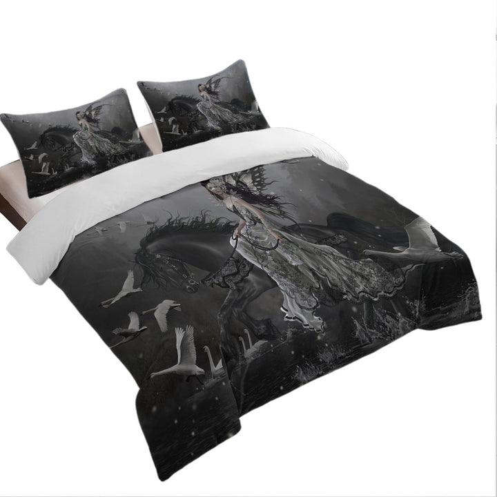 Black Horse Fairy Lamentation of Swans Fantasy Art Best Duvet Covers