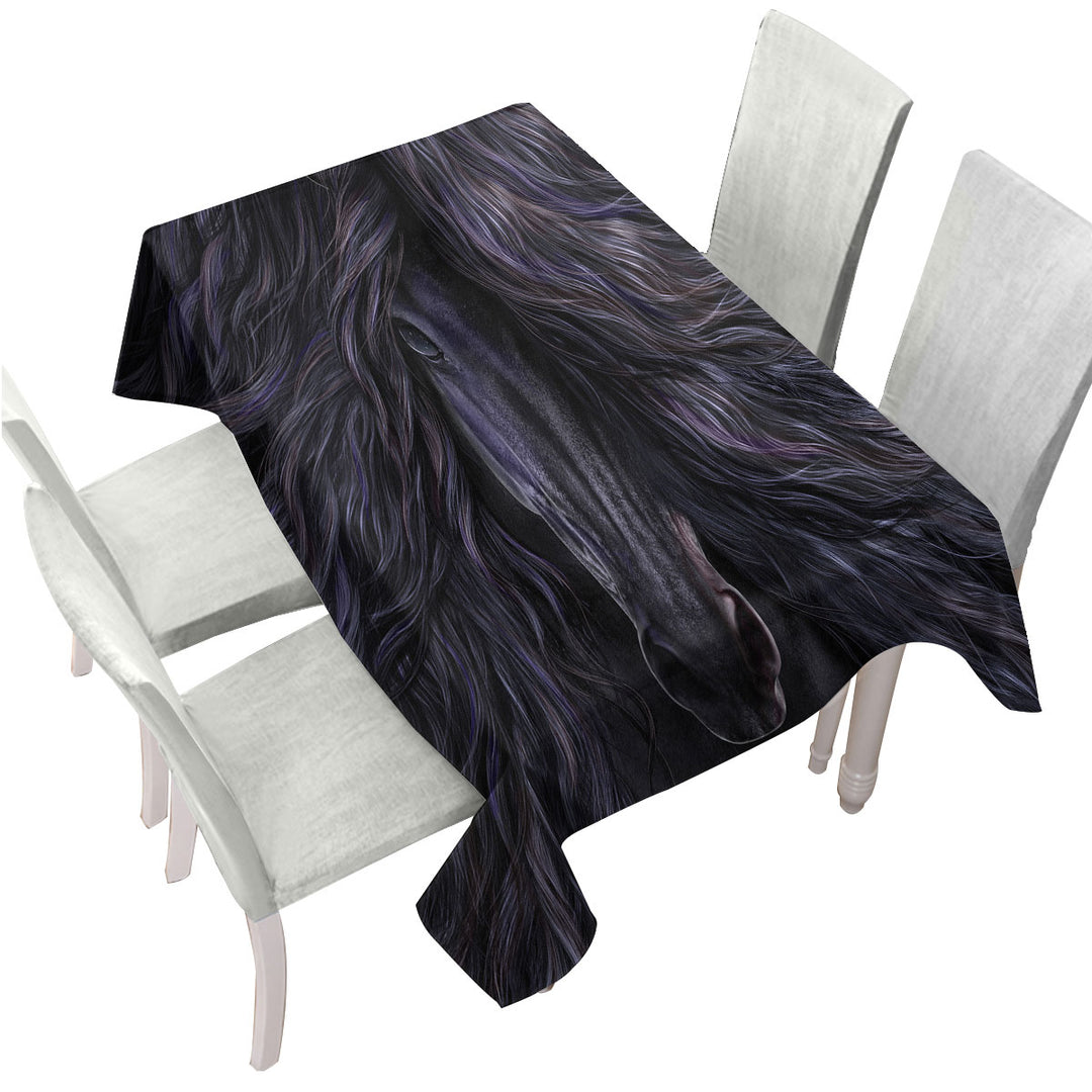 Black Magic Horse Fine Art Custom table Covers