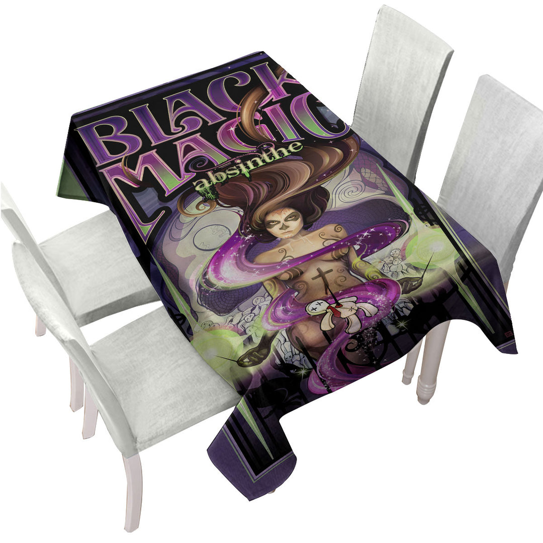 Black Magic Light Cool Sexy Skull Girl Custom table cloth