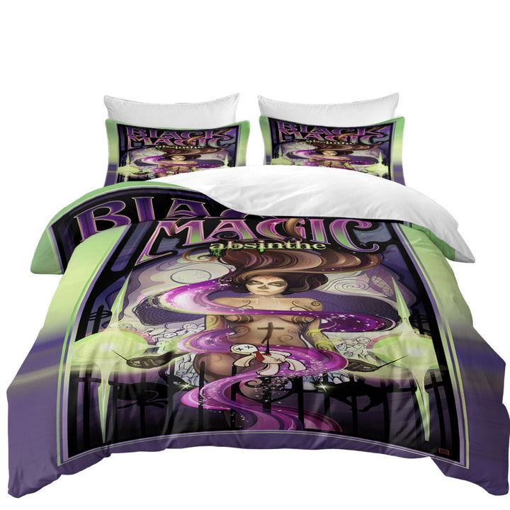 Black Magic Light Cool Sexy Skull Girl Duvet Cover set