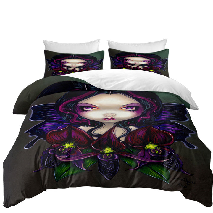 Black Orchid Fairy Duvet Cover