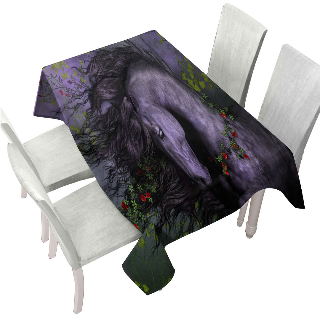 Black Wild Horse the Wild Rose Custom table cloth