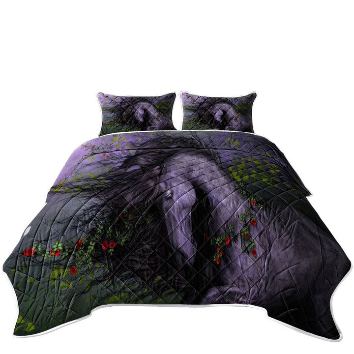 Black Wild Horse the Wild Rose Quilts for Beds