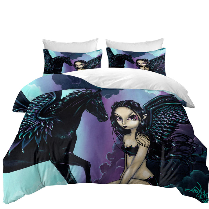 Black Wings Fairy and Dark Pegasus Coverlet