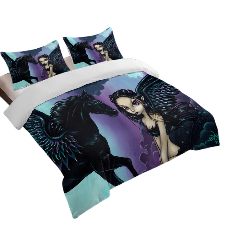 Black Wings Fairy and Dark Pegasus Duvet Covers