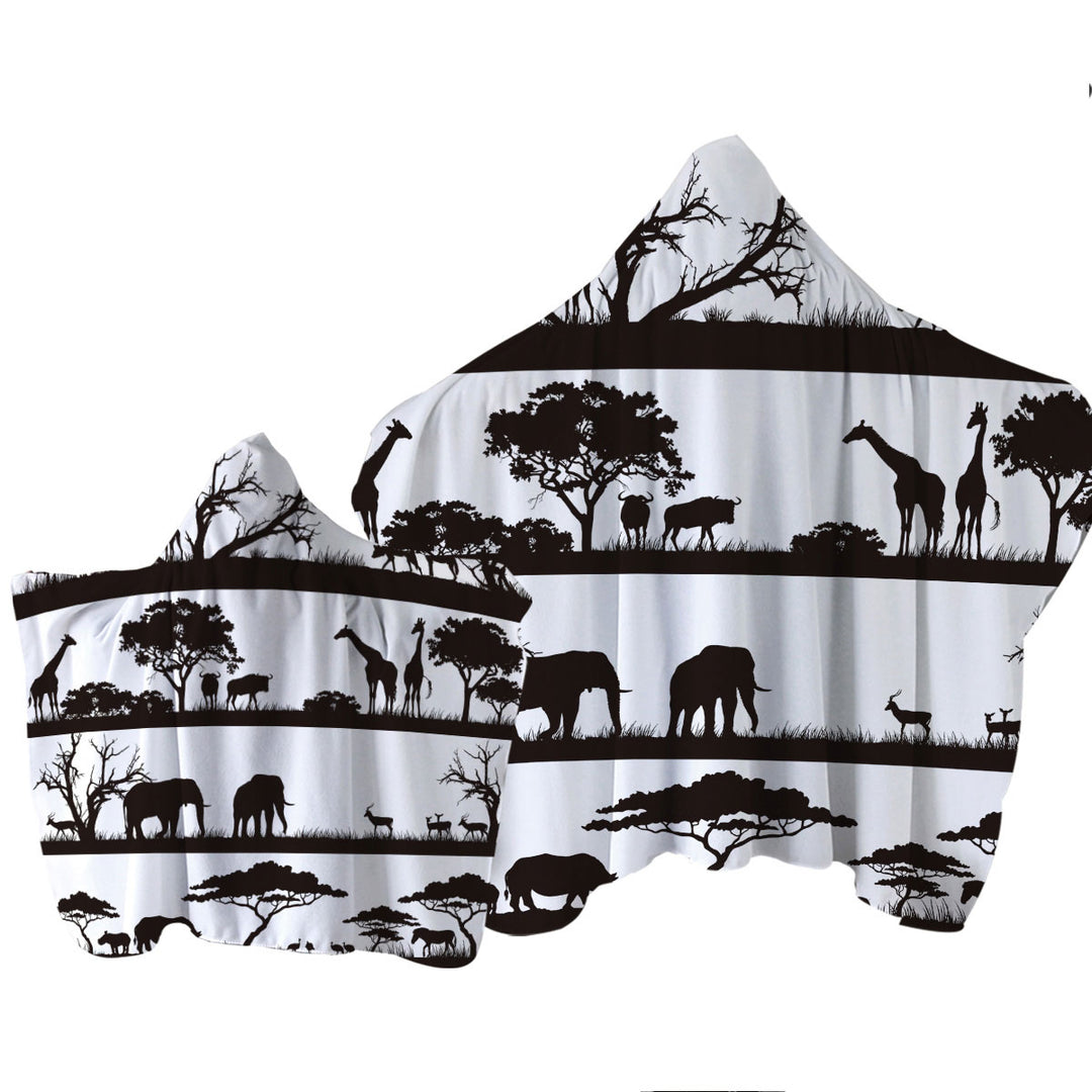 Black and White Africa Towel with Hood