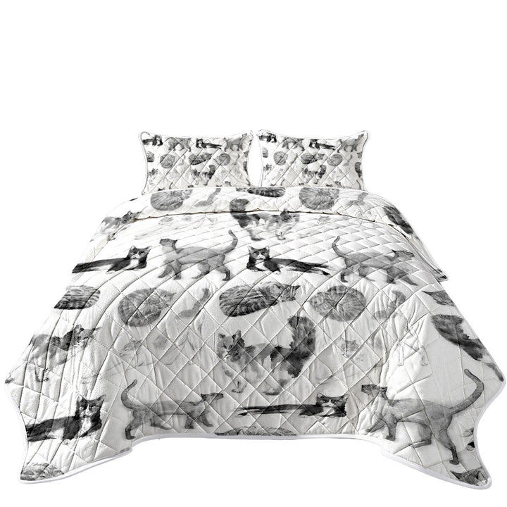 Black and White Cats King Quilt