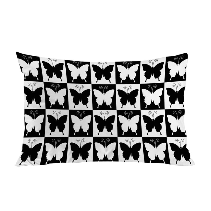 Black and White Checkered Butterflies Pillow Case Covers