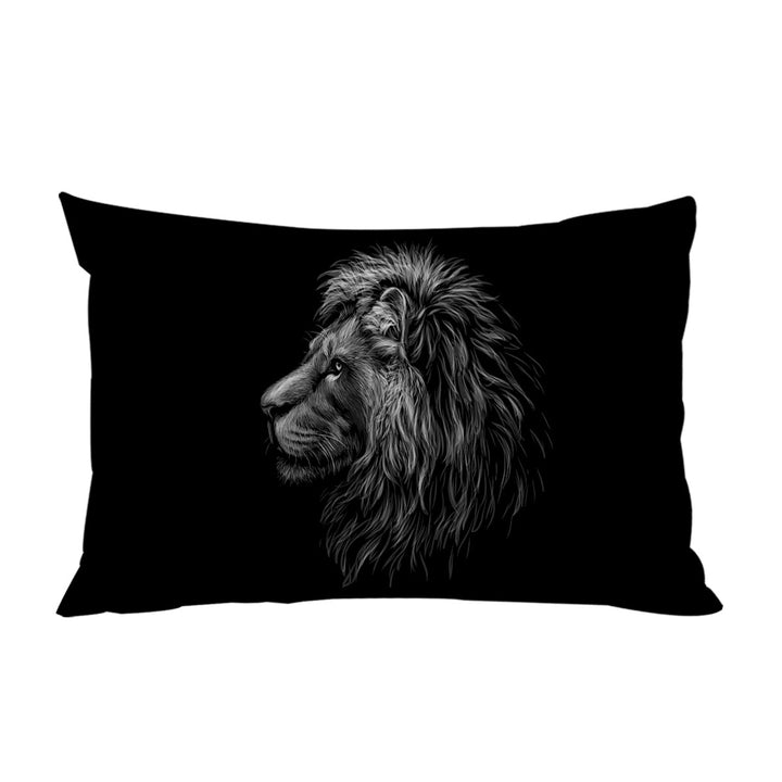 Black and White Handsome Lion Pillow Cases