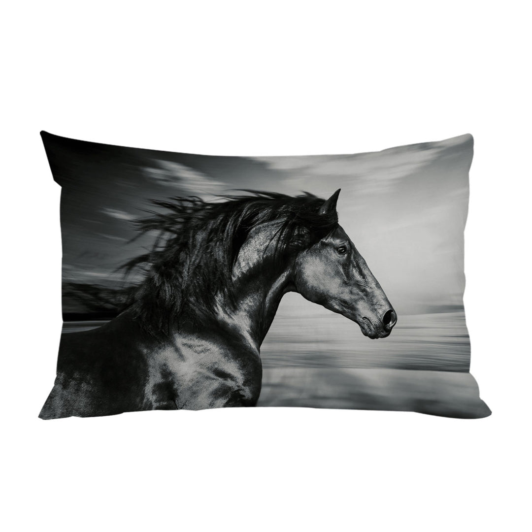 Black and White Photo Wild Horse Pillowcase