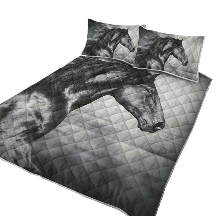 Black and White Photo Wild Horse Quilts for sale