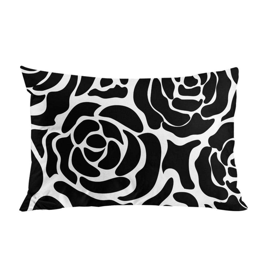 Black and White Roses Pattern Pillow Cases