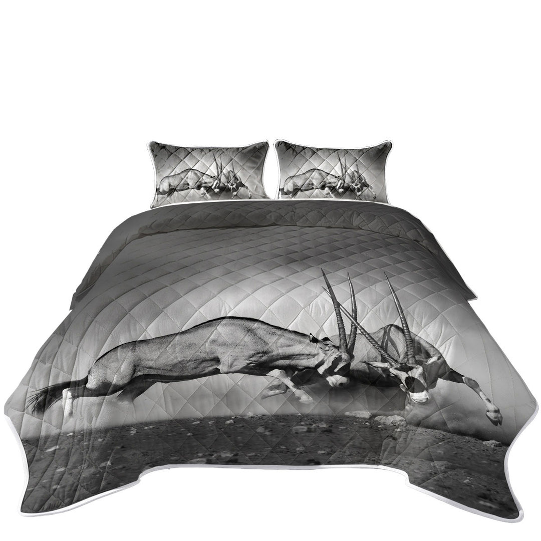 Black and White Wild Antelopes Coverlet