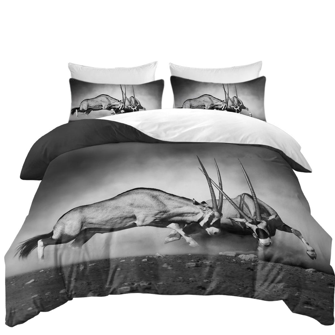 Black and White Wild Antelopes Duvet Covers