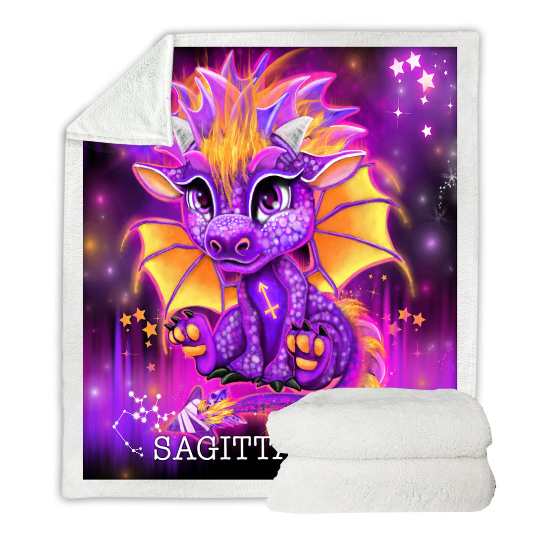 Blankets Kids Gift Ideas Purple Sagittarius Lil Dragon