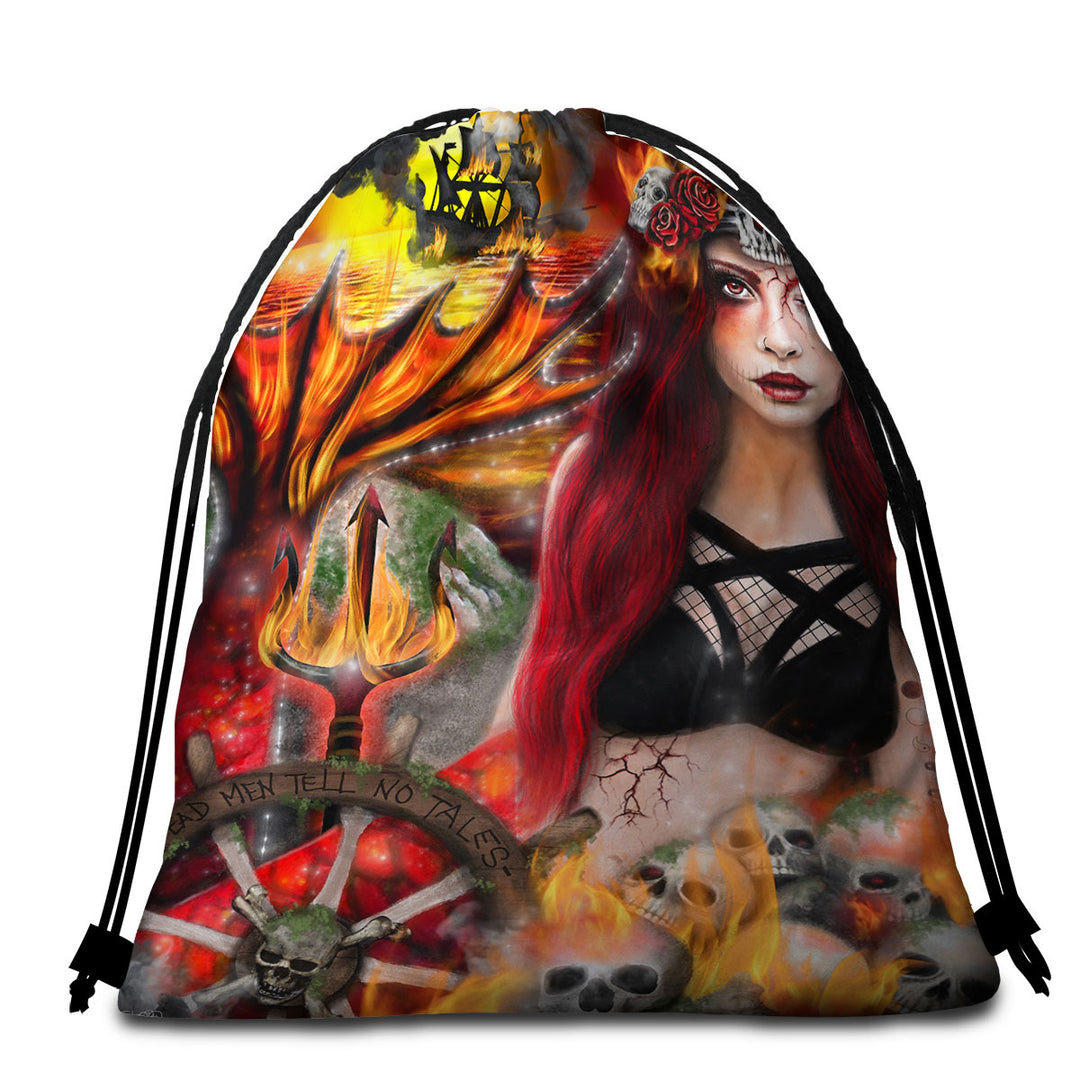 Blaze the Banished Beautiful Goth Girl Beach Towel Bags