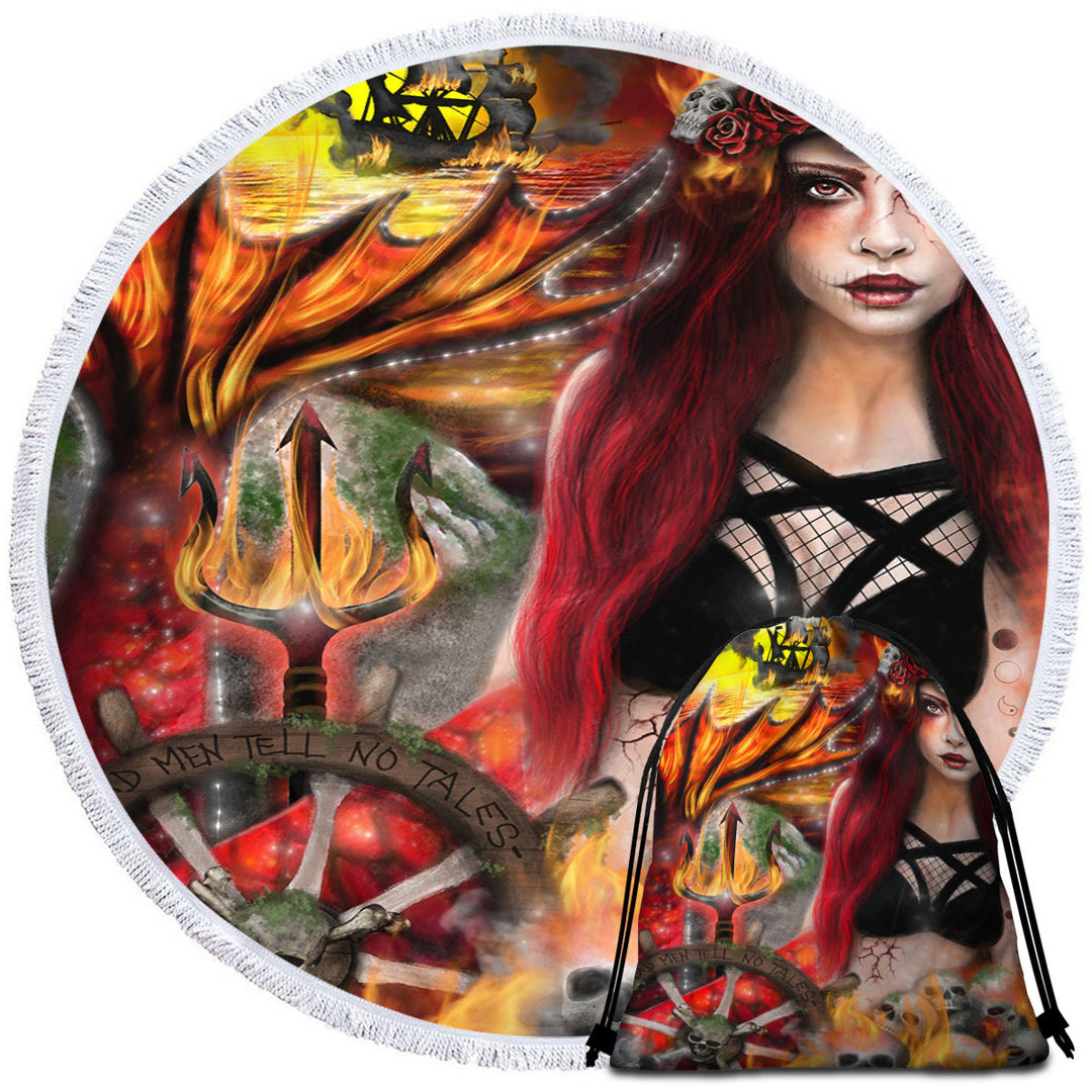 Blaze the Banished Beautiful Goth Girl Round Beach Towel