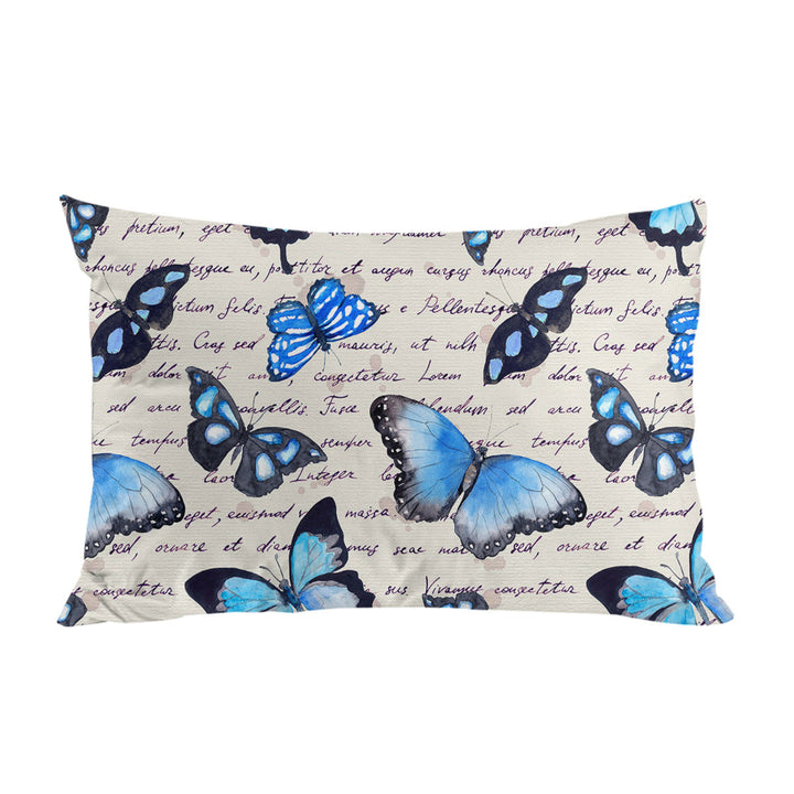 Blue Butterflies over Letter Pillowcase