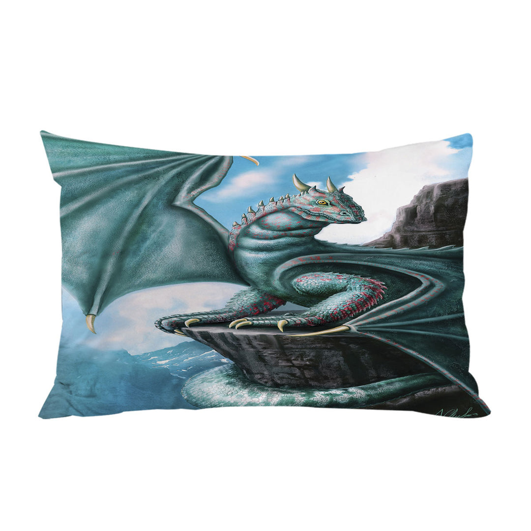 Blue Dragon Cliff Fantasy Art King Pillow Cases