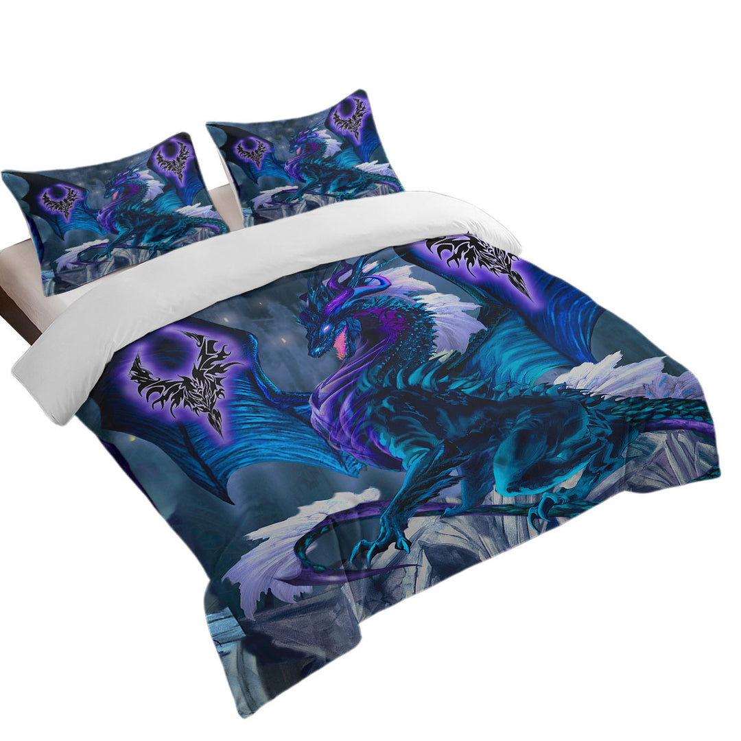 Blue Dragon of Fate Fantasy Creatures King Size Duvet Cover