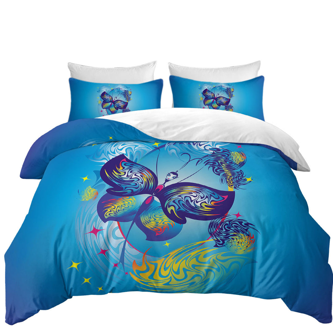 Blue Fairy Tale Butterfly Character Coverlets