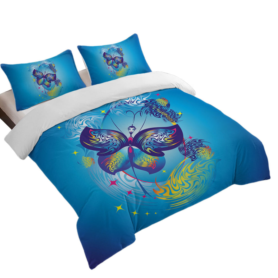 Blue Fairy Tale Butterfly Character Good Duvet Covers