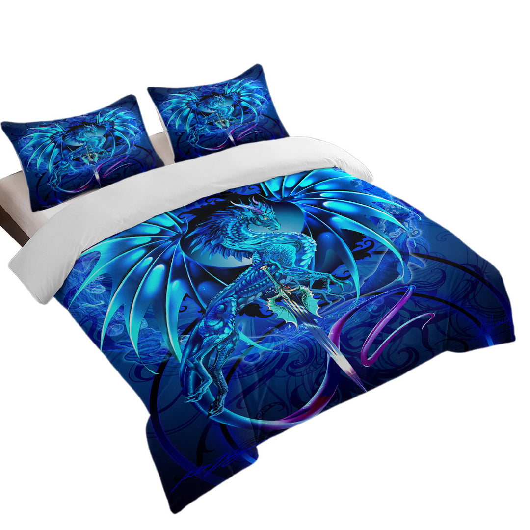 Blue Fantasy Weapon Dragon Sword Sea Blade Duvet Covers