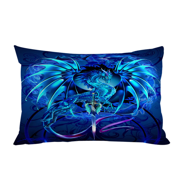 Blue Fantasy Weapon Dragon Sword Sea Blade King Pillow Cases