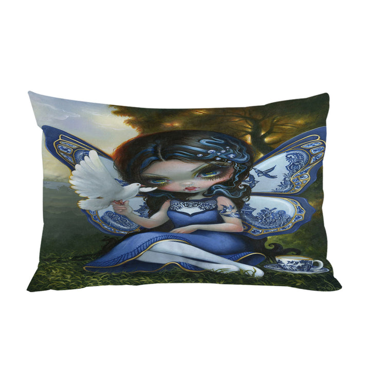 Blue Willow Fairy Porcelain Winged Fairy Bed Covers