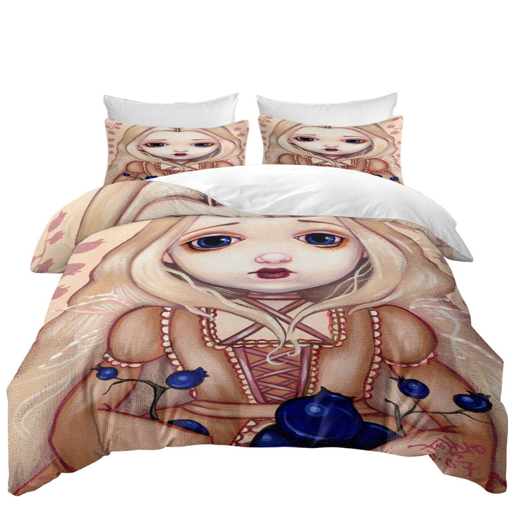 Blueberries and Cream Fairy Duvet Cover Queen