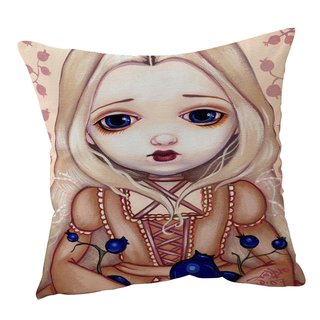 Blueberries and Cream Fairy Throw Pillow Cover