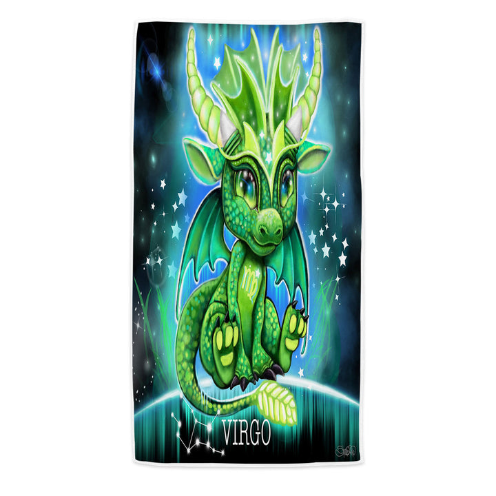 Boys Beach Towel Cute Virgo Lil Dragon