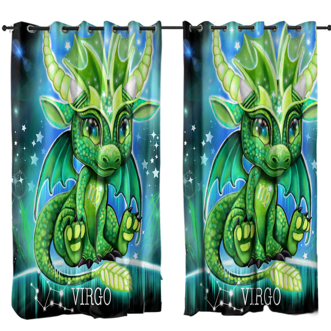 Boys Cute Virgo Lil Dragon Window Curtains