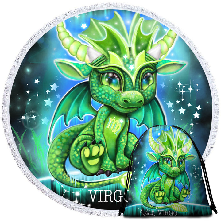 Boys Microfibre Beach Towels Cute Virgo Lil Dragon