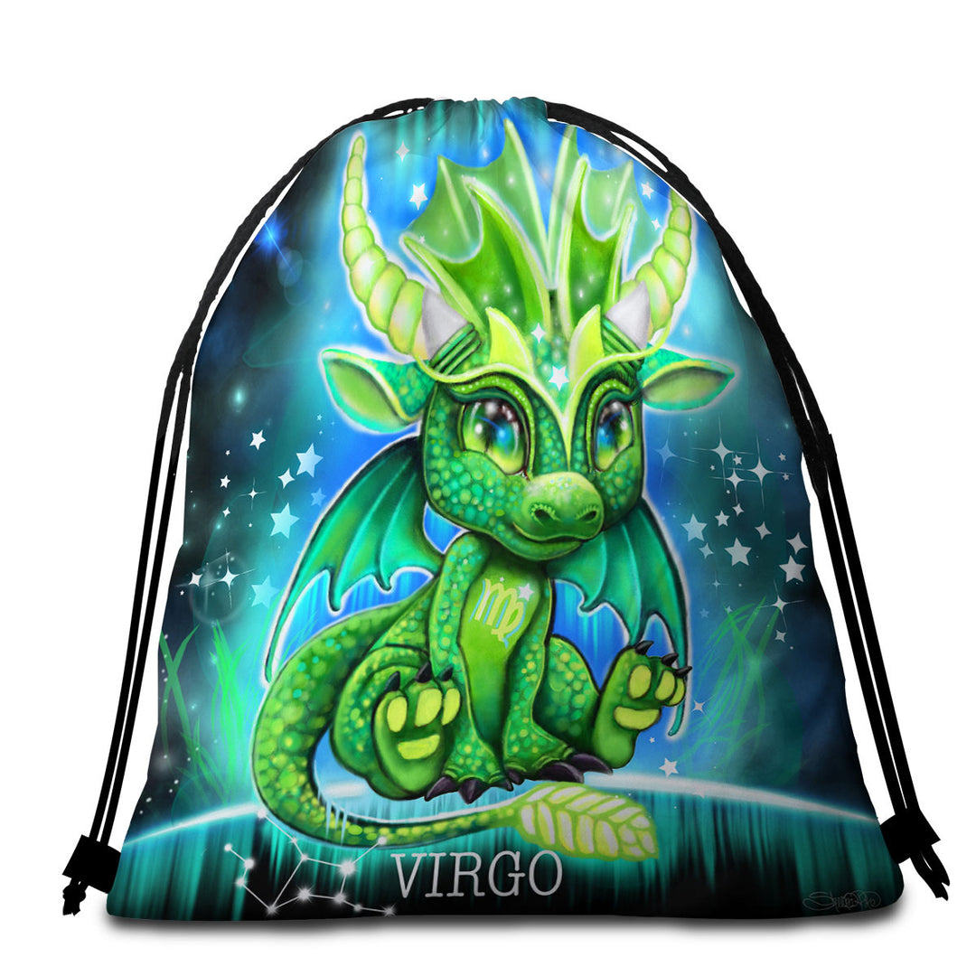 Boys Packable Beach Towel Cute Virgo Lil Dragon