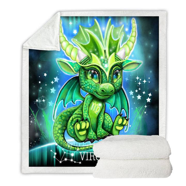 Boys Sherpa Blanket Cute Virgo Lil Dragon