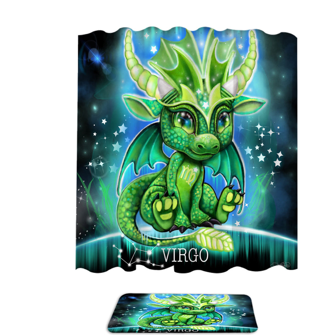 Boys Shower Curtains Cute Virgo Lil Dragon