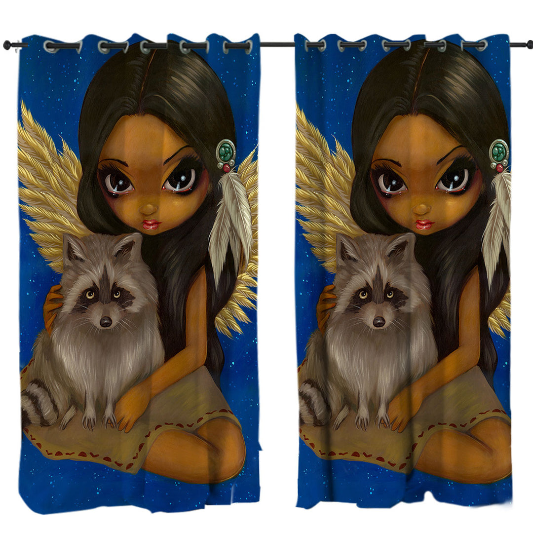 Brother Raccoon Native American Angel Curtain