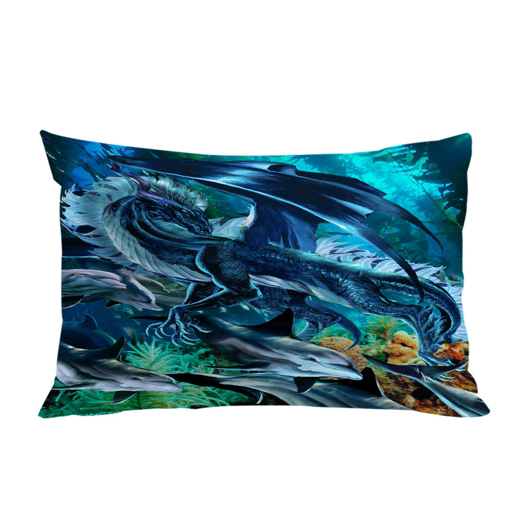 Brothers of the Sea Fantasy Dragon and Dolphins Bed Covers