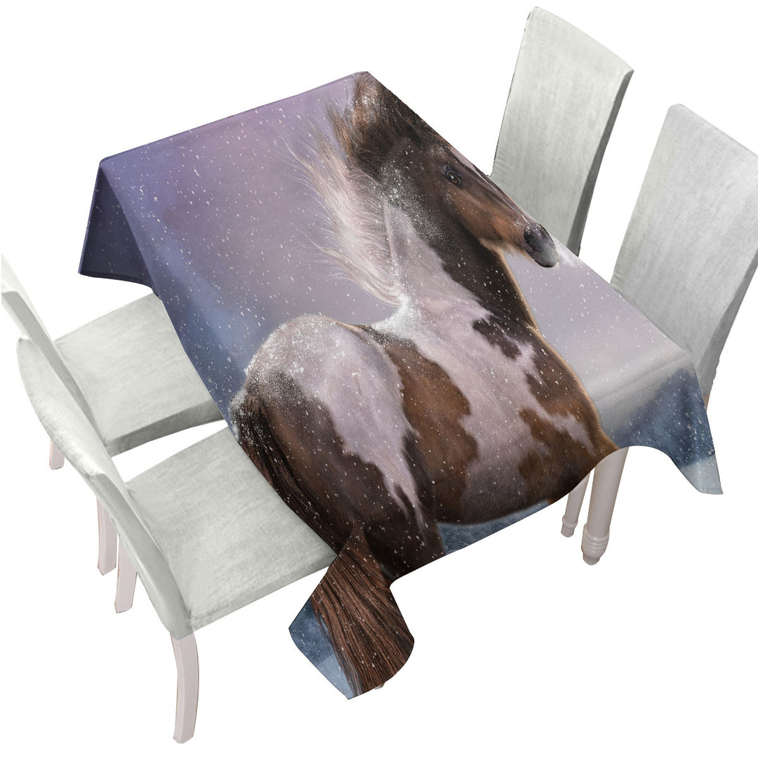 Brown White Pinto Horse the Winters Heart Tablecloths