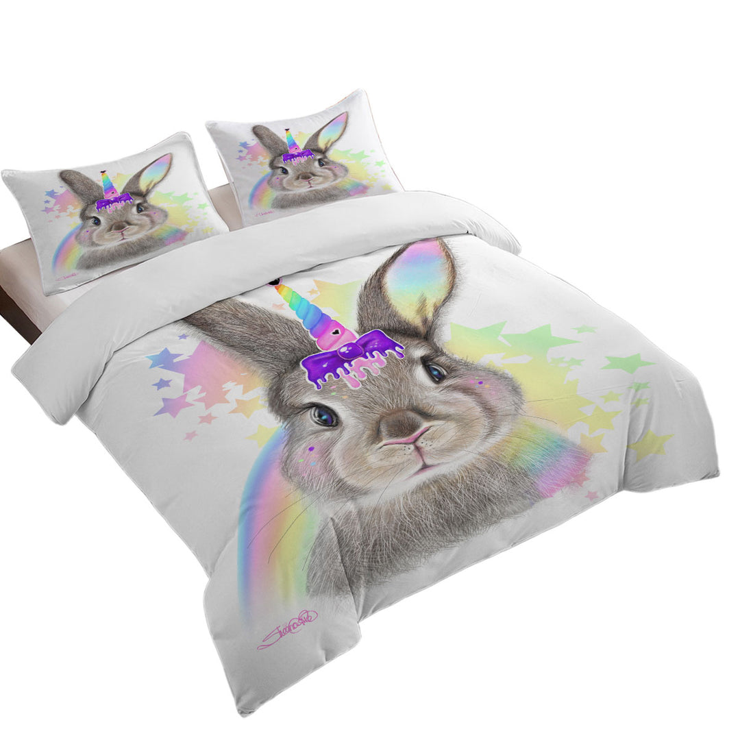 Bunnicorn Cute Children Design Bunny Queen Size Duvet Cover