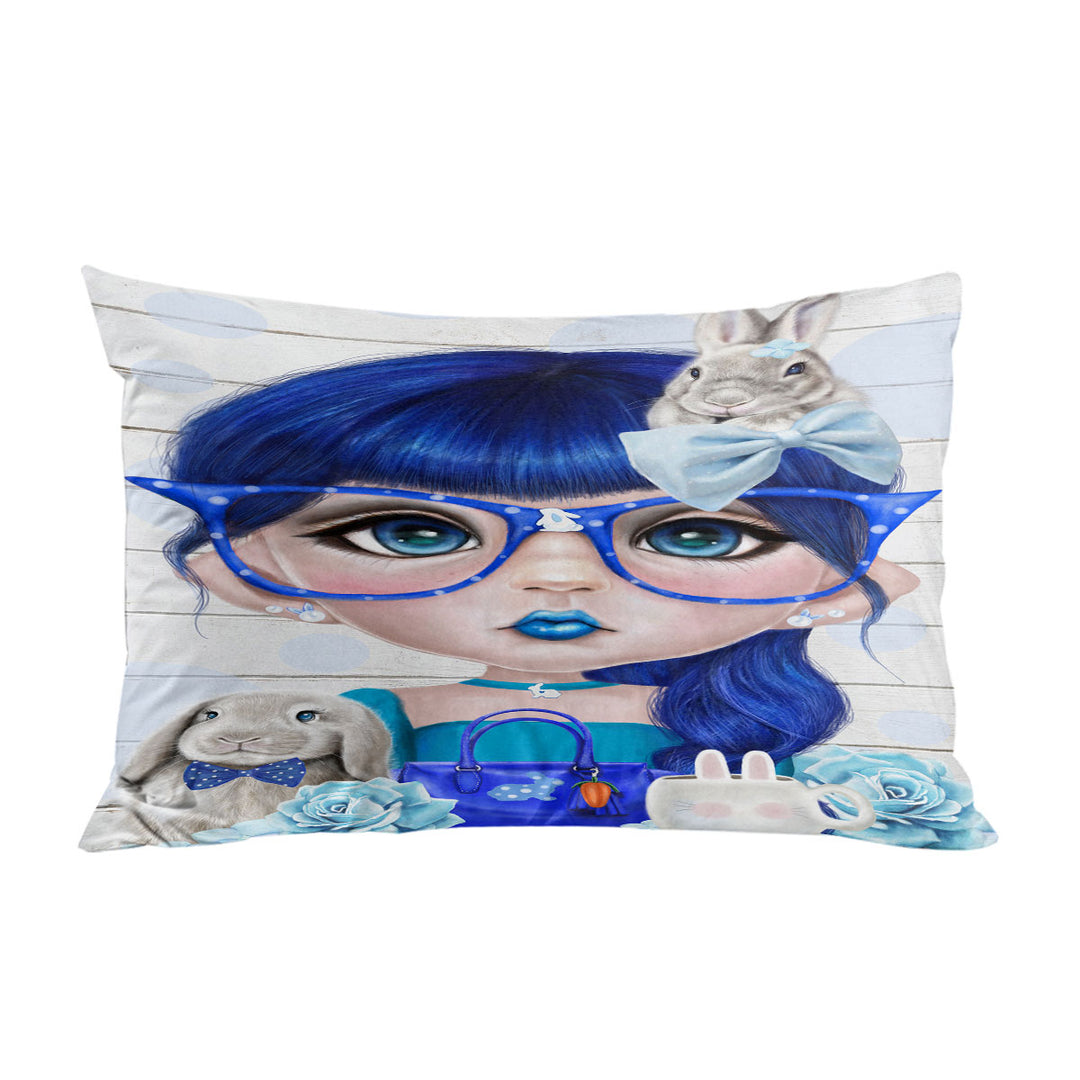 Bunny loving Bethany Blue Girl Pillow Cases