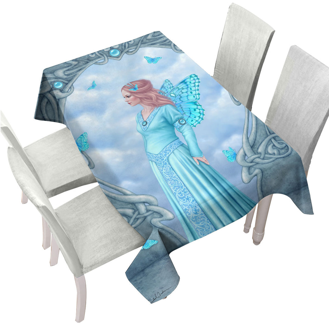 Butterflies and Blue Aquamarine Butterfly Girl Custom table Covers