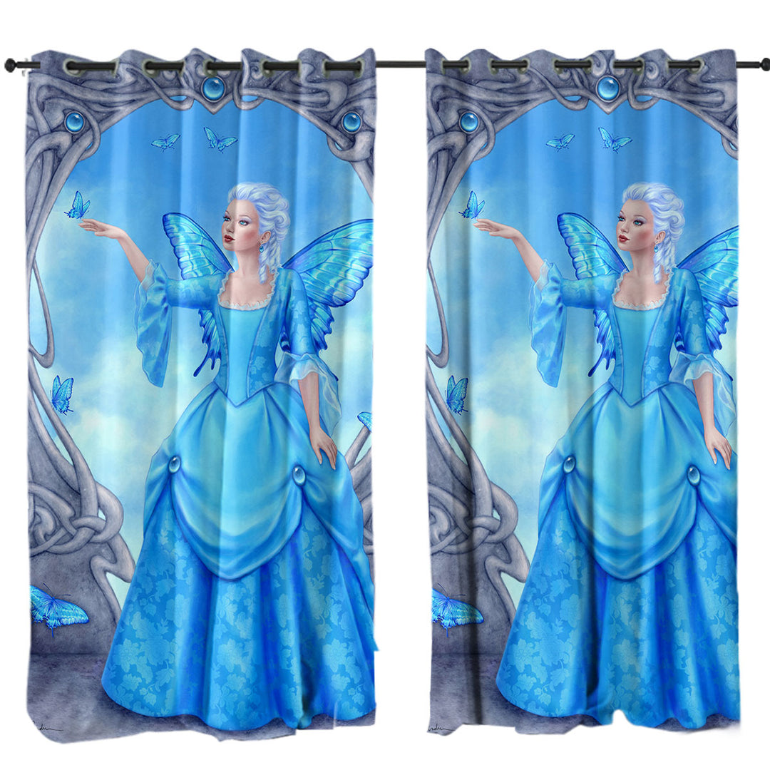 Butterflies and Blue Topaz Butterfly Girl Drapes for Living Room