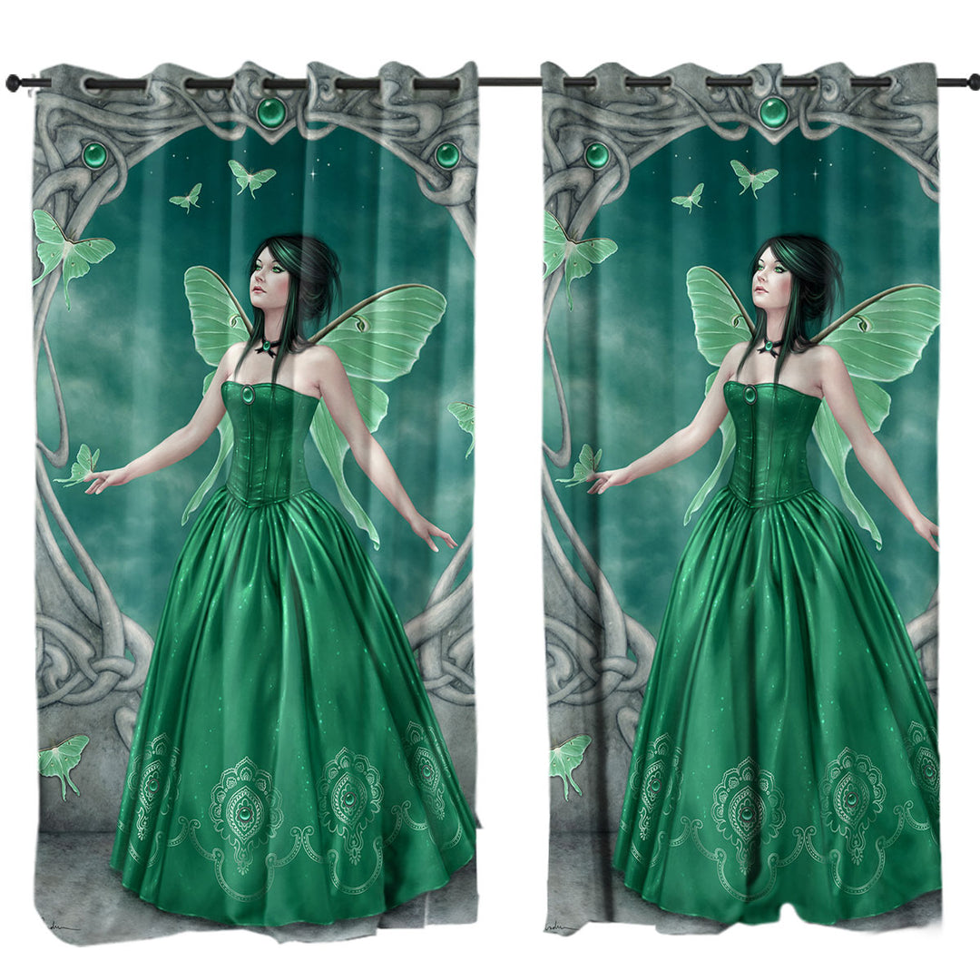 Butterflies and Green Emerald Butterfly Girl Curtains for Living Room