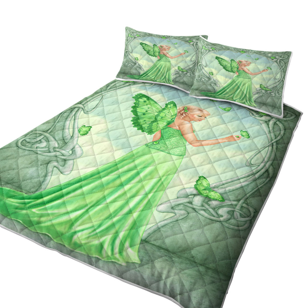 Butterflies and Green Peridot Butterfly Girl Coverlets