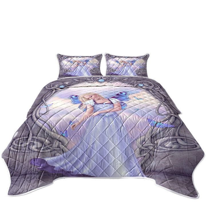 Butterflies and Light Purple Opal Butterfly Girl Coverlet