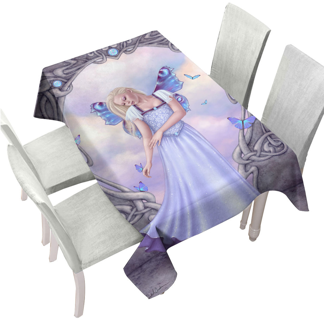 Butterflies and Light Purple Opal Butterfly Girl Custom table cloth