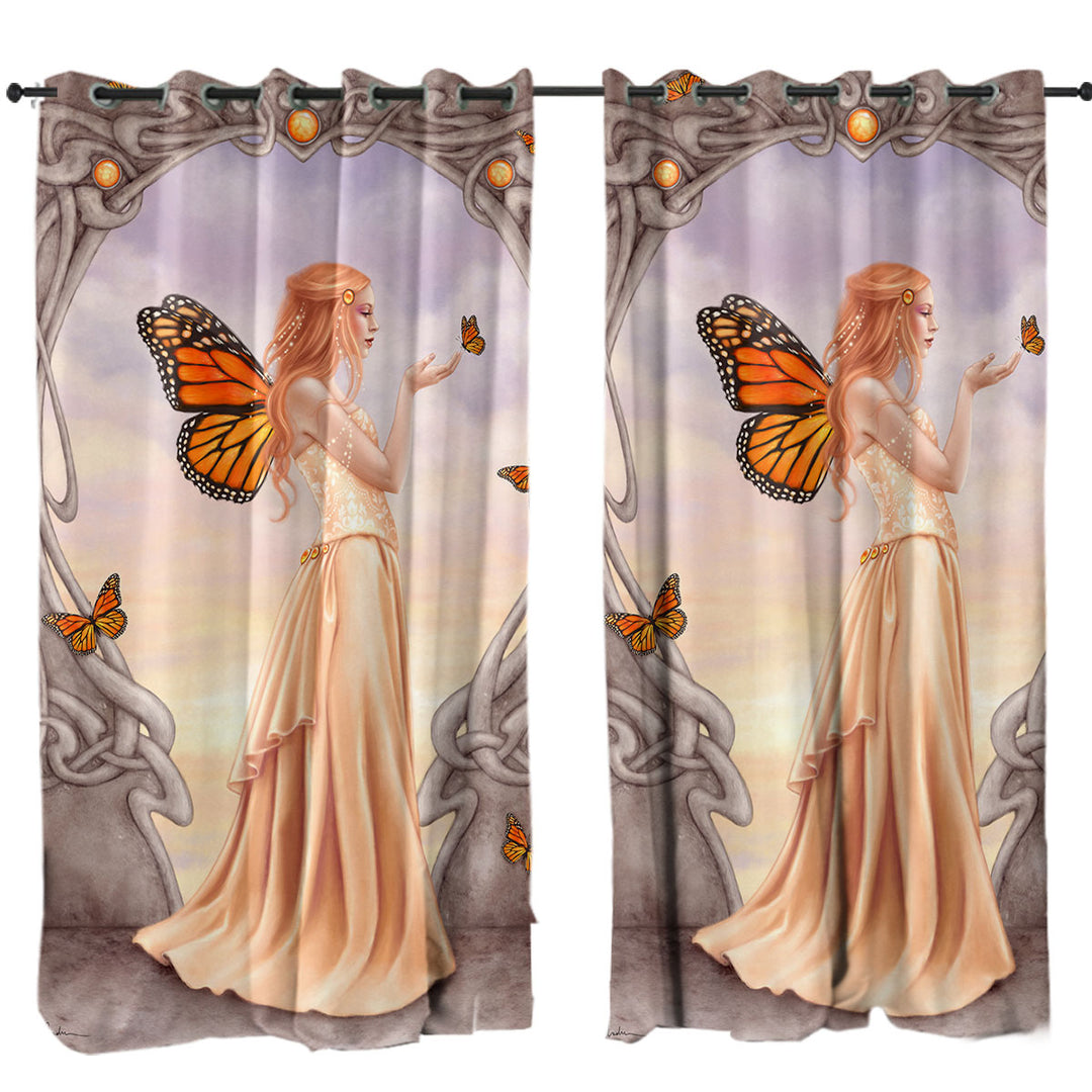 Butterflies and Peach Citrine Butterfly Girl Drapery